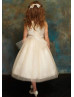 Lace Tulle Flower Girl Dress With Rhinestone Belt